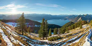 Karwendel: View from Mt. Jochberg near lake Walchensee towards