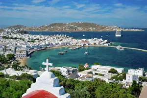 Christianity: View of Mykonos town, travel destination with famous