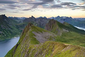 Finnmark: View over the peaks of Senja, Norway, Europe