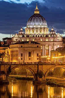 Churches: View from Ponte Umberto I across the Tiber River