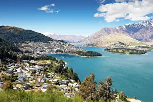 Queenstown: A view of Queenstown on a sunny spring day in New Zealand