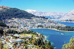 Queenstown: A view of Queenstown on a sunny spring day in New Zealand