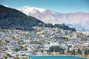 Queenstown: A view of Queenstown on a sunny spring day in New Zealand