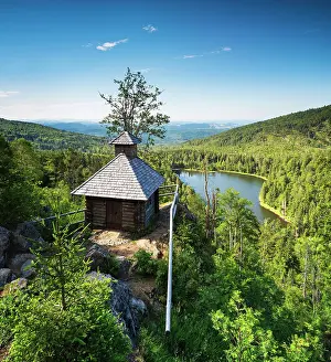Wald: View of Rachel Chapel with Rachel Lake, Bavarian