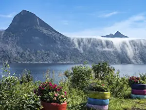 Chain: View from rest area over fjord Mefjord on Senja