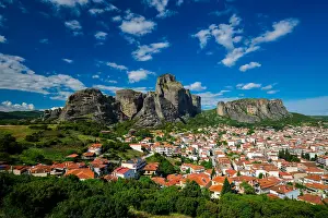 Monastery: View of scenery landscape and Kalambaka village