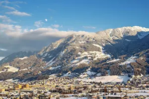 Plan: View of Schwaz, winter, at back Koglmoss, Tyrol