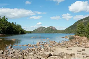 Lakeside: View from the shore over Jordan Pond towards The