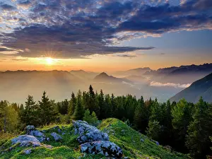 Hoher: View at sunrise on alpine panorama, Osterhorn group