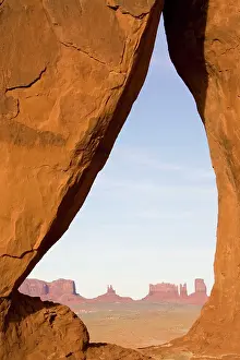 Buttes: View through Teardrop Arch of the sandstone buttes