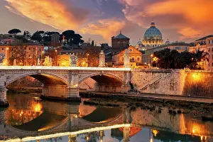 Viaduct: View of the Tiber River and Saint Peter's Basilica