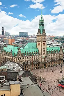 Hall: View of the town hall (Rathaus), and market
