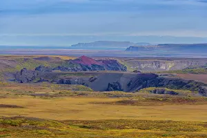 Norurland: View to the volcano RauEhnlar, Asbyrgi NP, NorEurland