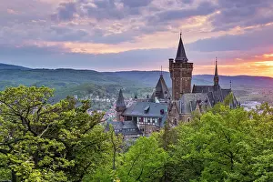 Method: View of Wernigerode Castle at sunset, Wernigerode