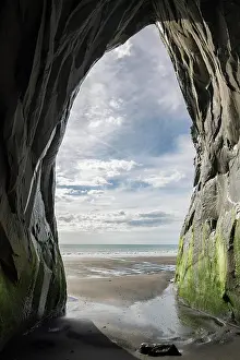 Taranaki: View from Whitecliffs Cave, Tongaporutu, Taranaki