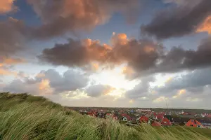 Township: Viewpoint from beach ridge with marram on village with houses