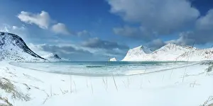 Horizons: Vik beach in winter, Lofoten, Norway