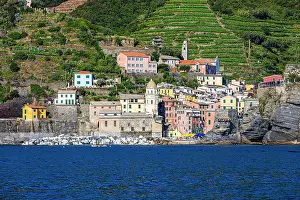 Built: The village of Vernazza with its churches and pastel-coloure