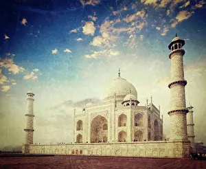 Pradesh: Vintage retro hipster style travel image of Taj