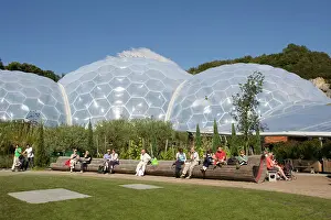 Geogrpaphy: Visitors outside at Eden Project Bodelva St Austell