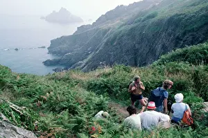 Walkers: Walkers - resting on South Devon Coast path