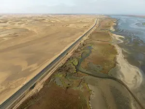 Lagoon: The Walvis Bay Lagoon between Namib Desert and Atlantic Ocean at low tide