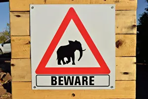 Information: Warning sign for elephants, Palmwag Concession