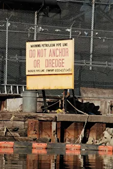 Queens: Warning Sign Along Newtown Creek, NYC