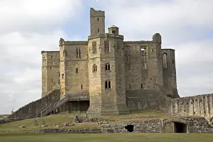 Hilltop: Warworth hilltop medieval castle ruins with cross-shaped