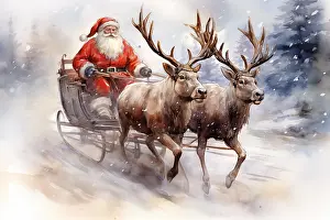 Generated: A watercolor drawing illustration of Santa Claus