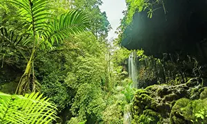Java: Waterfall in canyon, jungle, Kalianyar, Sempol