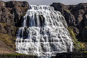 Vestfirdir: Waterfall Dynjandi, Dynjandifoss, river Dynjandis&, x1b20;lon