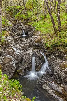 Cree: Waterfall in forest - series of waterfalls and rock