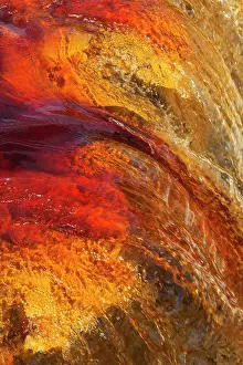 Oxidised: Detail of a waterfall in the Rio Tinto Red river wit