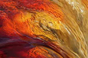 Oxidised: Detail of a waterfall in the Rio Tinto Red river wit