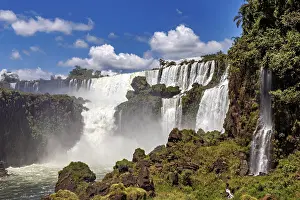 Waterfalls: Waterfalls with spraying water mist and lush vegetation