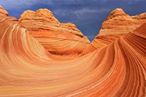 Approximately: The Wave - carved rock eroded into a wave-like