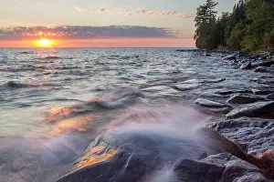 Crash: Waves crash at sunset on Devils Island in
