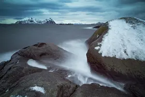 Svolvaer: Waves rolling over the rocks, Norway