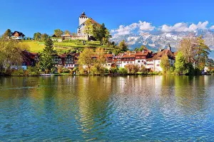 Gallen: Werdenberg Castle with old town at Werdenbergersee