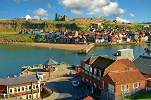 Harbors: Whitby harbour looking towards Whitby Abbey, Whitby