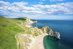 Dorset: White Cliffs over Jurassic Coast and Durdle Door