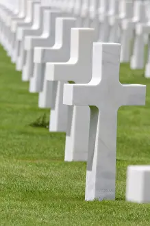 Crosses: White crosses marking grave sites of American