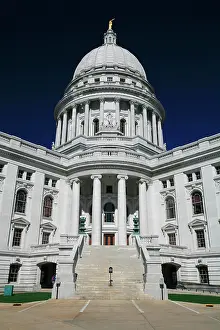 300517: White granite capitol of Madison, the state capital