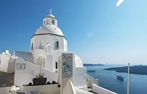 Ship: White-washed Church of St Minas, Agios Minas, Fira