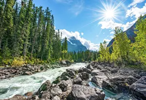 Reflex: Wild river in Yoho Valley, Beautiful weather, sky
