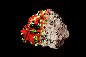 Composite: Willemite in UV light/white light