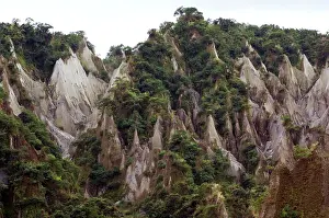 Formed: Wind and rain erosion of mountains of ash - lahar