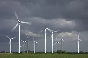 Generator: Wind Turbine generating power on a wind farm