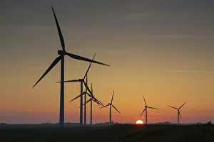Electric: Wind Turbine generating power on a wind farm